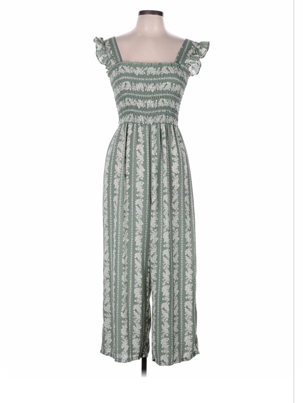 Inspired Hearts Olive Green & White Wide-Leg Sleeveless Jumpsuit - Large